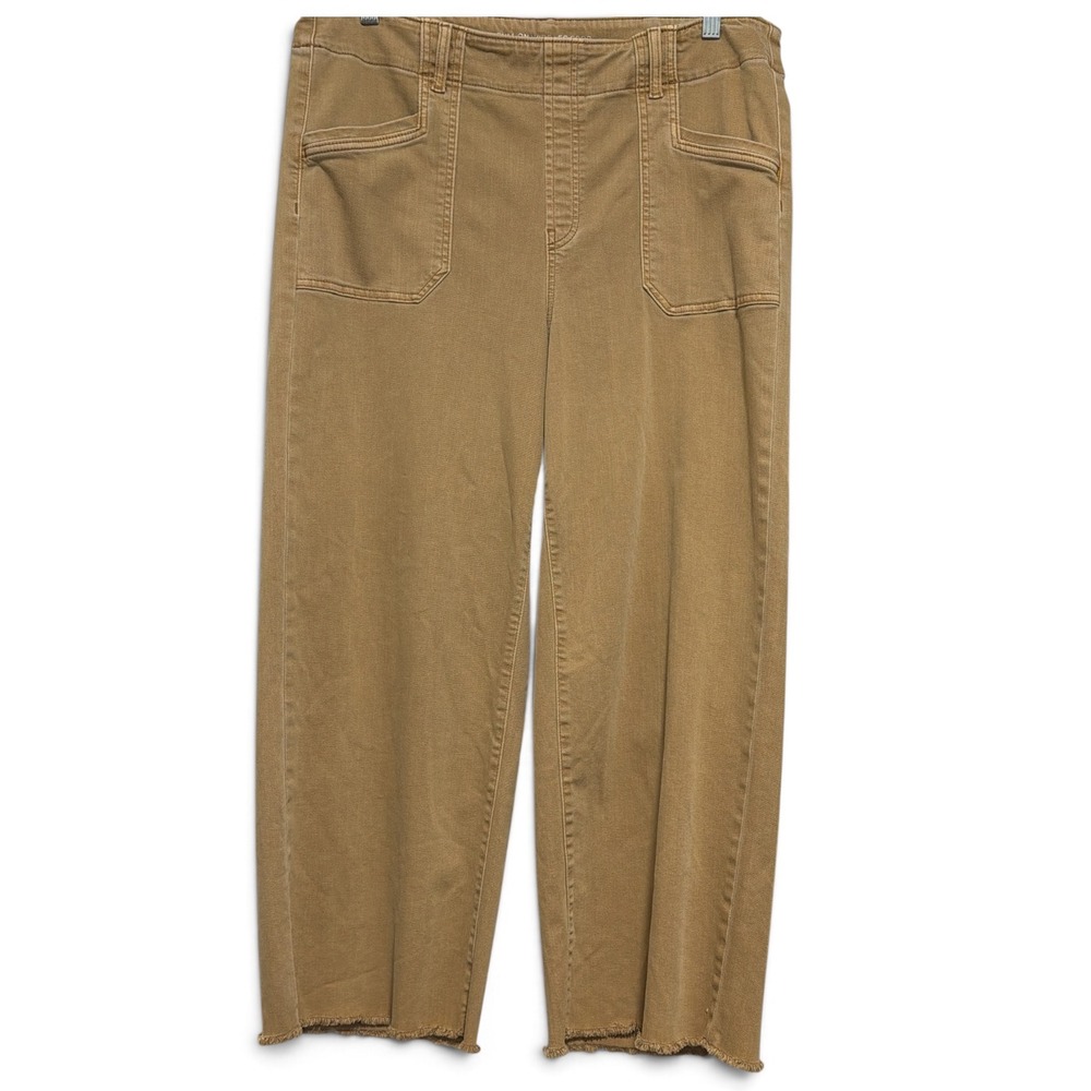 CHICOS Womens Wide Leg Utility Pants Camel Tan Raw Hem High Rise 16